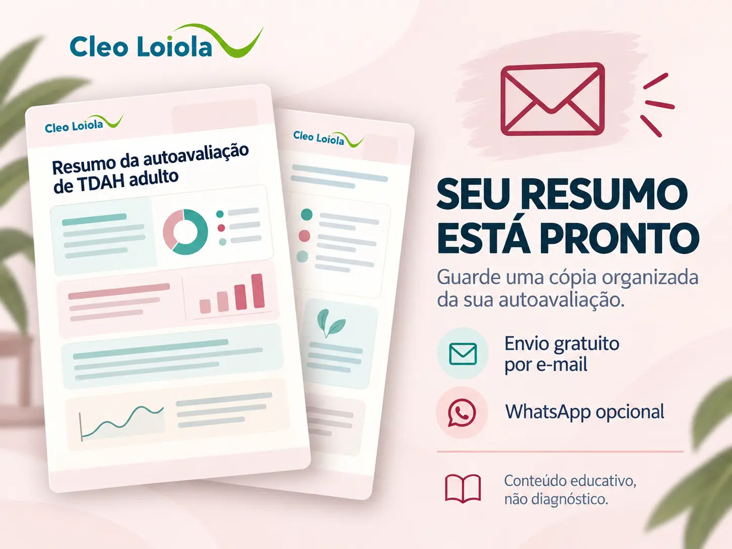 Exemplo de resumo organizado da autoavaliação de TDAH